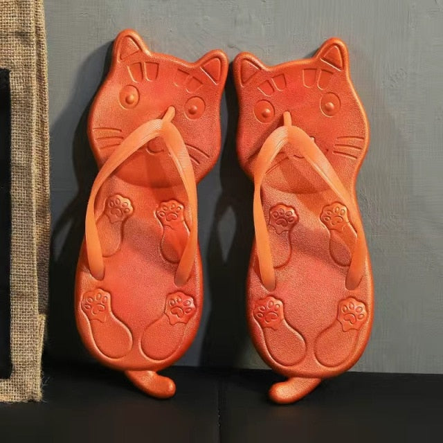 Cat flip flops by Style's Bug - Style's Bug Orange / 36-37(23.5CM)