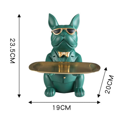 "Frenchie the waiter" Statue trays by Style's Bug - Style's Bug Sitting - Green
