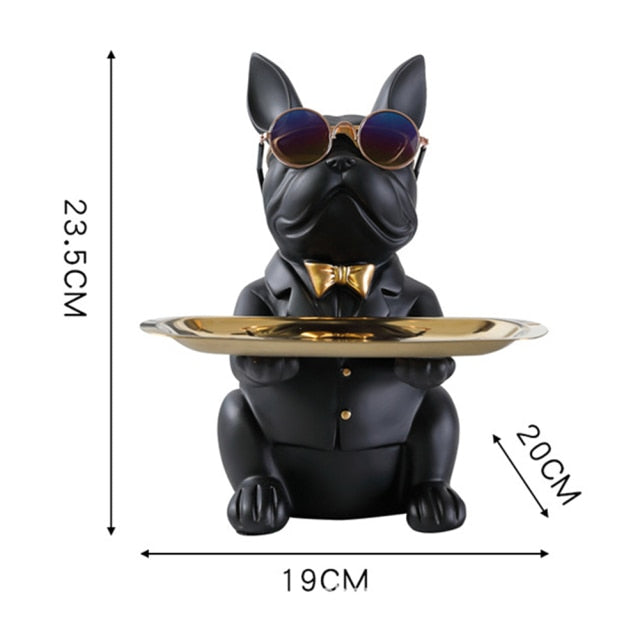 "Frenchie the waiter" Statue trays by Style's Bug - Style's Bug Sitting - Black