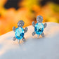 Crystal Tortoise earrings by Style's Bug - Style's Bug aqua blue