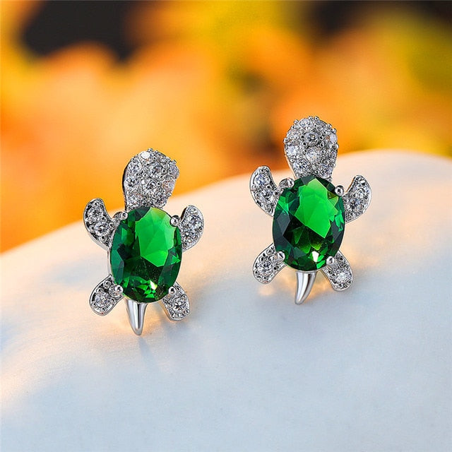 Crystal Tortoise earrings by Style's Bug - Style's Bug green