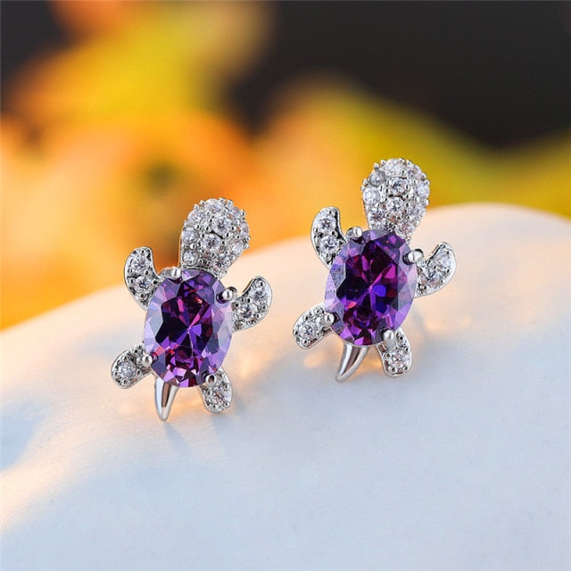 Crystal Tortoise earrings by Style's Bug - Style's Bug purple