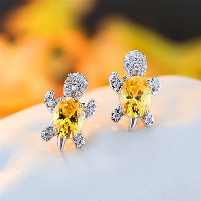 Crystal Tortoise earrings by Style's Bug - Style's Bug yellow