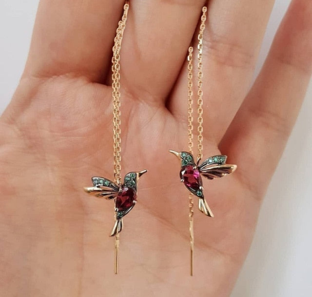 Hummingbird Drop earrings - Style's Bug Red