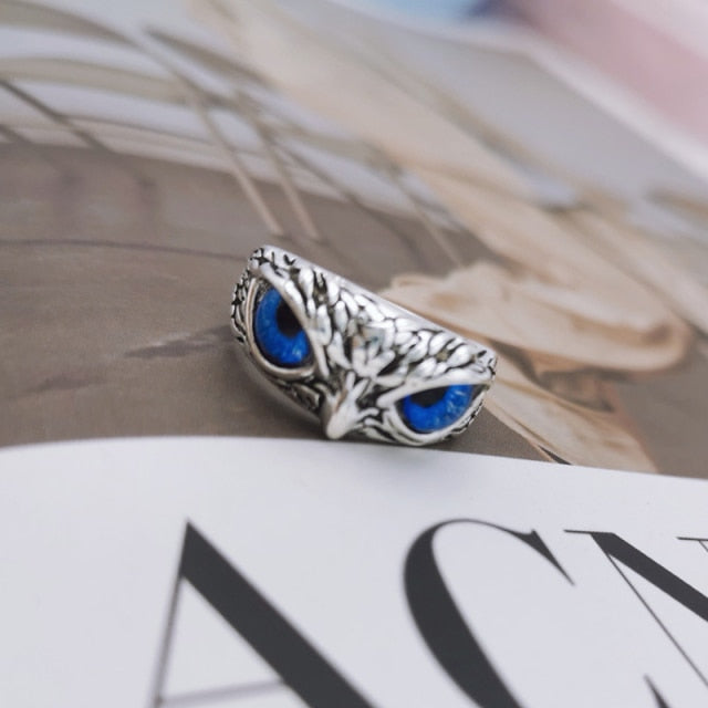 "keeping eyes on you" Owl rings by Style's Bug (2pcs pack) - Style's Bug Blue