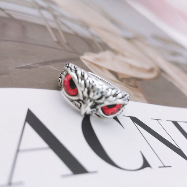 "keeping eyes on you" Owl rings by Style's Bug (2pcs pack) - Style's Bug Red