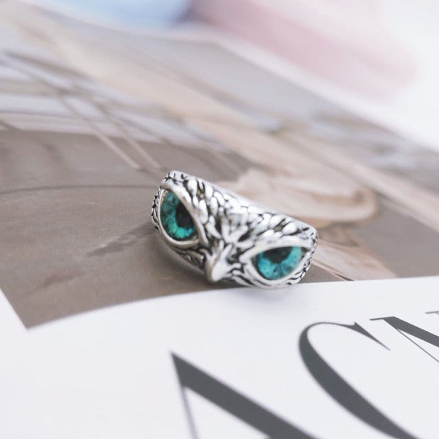 "keeping eyes on you" Owl rings by Style's Bug (2pcs pack) - Style's Bug Light blue