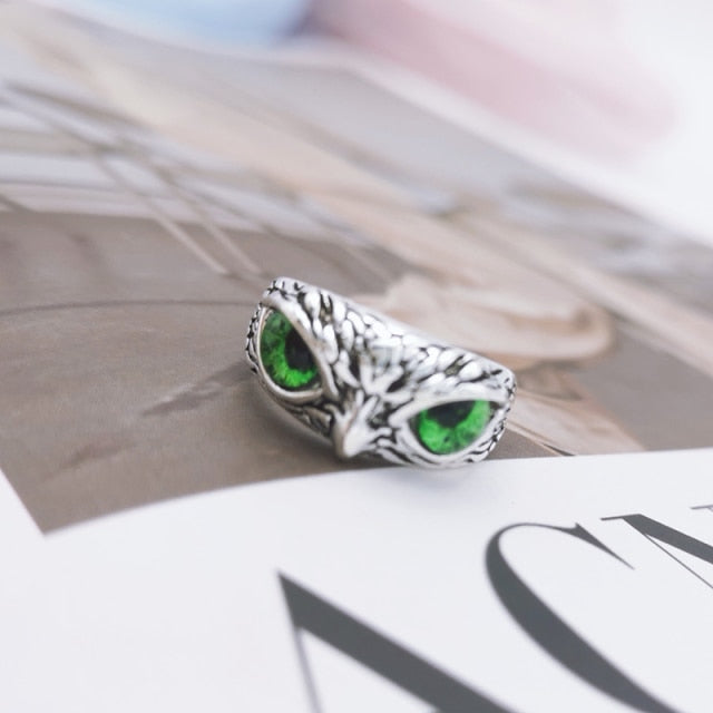 "keeping eyes on you" Owl rings by Style's Bug (2pcs pack) - Style's Bug Green