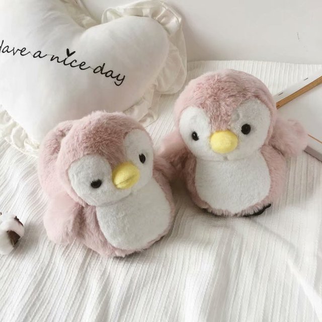 Furry Penguin slippers by SB - Style's Bug Pink / 8.5