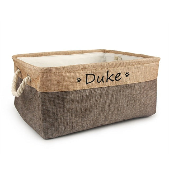 PAWsonalized Name Dog Toy Basket by Style's Bug - Style's Bug Coffee / S 31X21X12cm