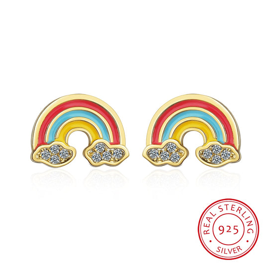 Rainbow with Clouds Earrings by Style's Bug - Style's Bug