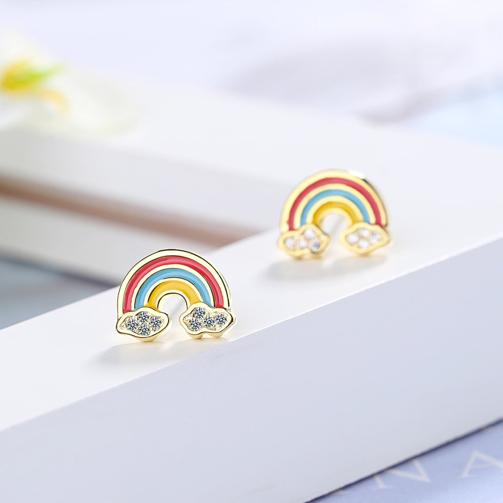 Rainbow with Clouds Earrings by Style's Bug - Style's Bug