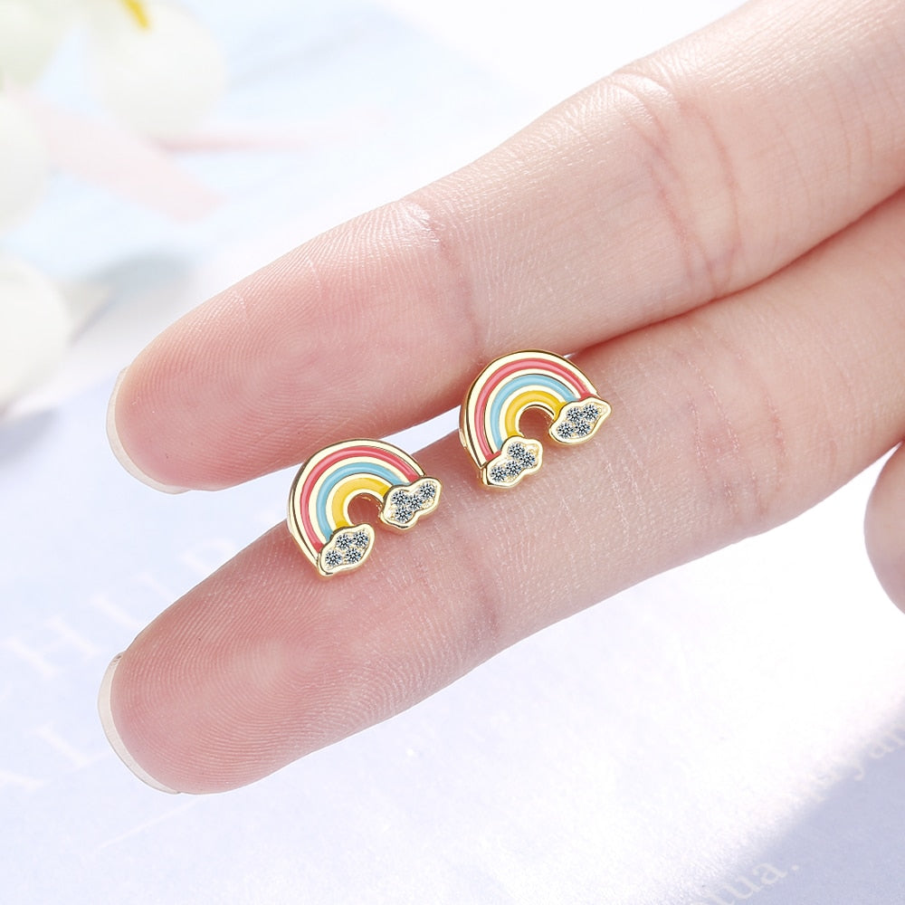 Rainbow with Clouds Earrings by Style's Bug - Style's Bug