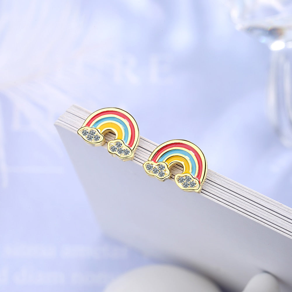 Rainbow with Clouds Earrings by Style's Bug - Style's Bug