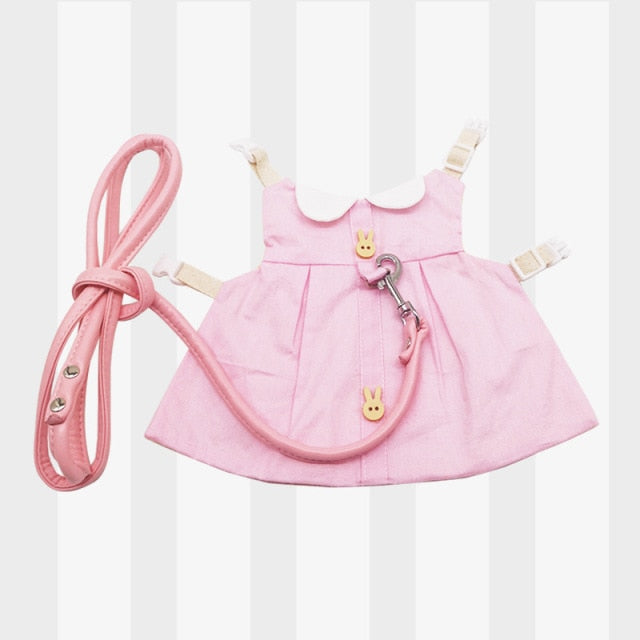Student Bunny Dress set by SB (Vest + Leash + Hat) - Style's Bug S / Pink