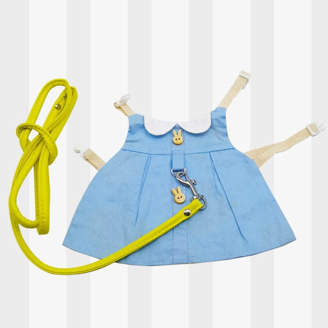 Student Bunny Dress set by SB (Vest + Leash + Hat) - Style's Bug S / Blue