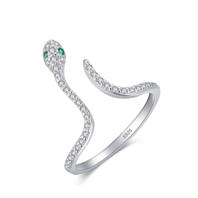 Green eyed Snake ring by Style's Bug - Style's Bug Silver