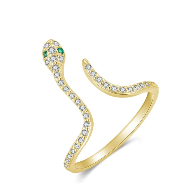 Green eyed Snake ring by Style's Bug - Style's Bug Gold