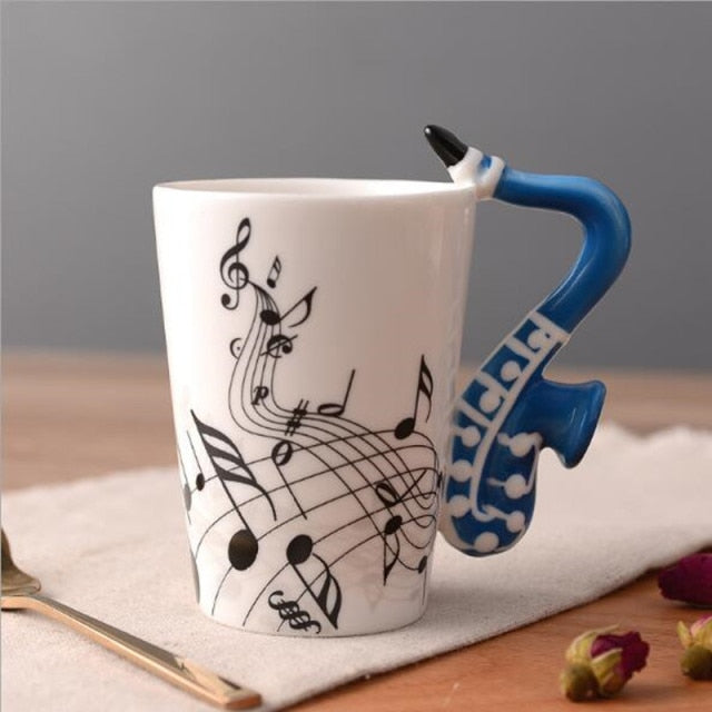 Musical instrument mugs by Style's Bug - Style's Bug Saxophone - Blue