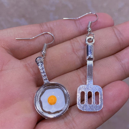 Shovel & Pan with a Fried egg earrings by Style's Bug (3 pairs pack) - Style's Bug Default Title