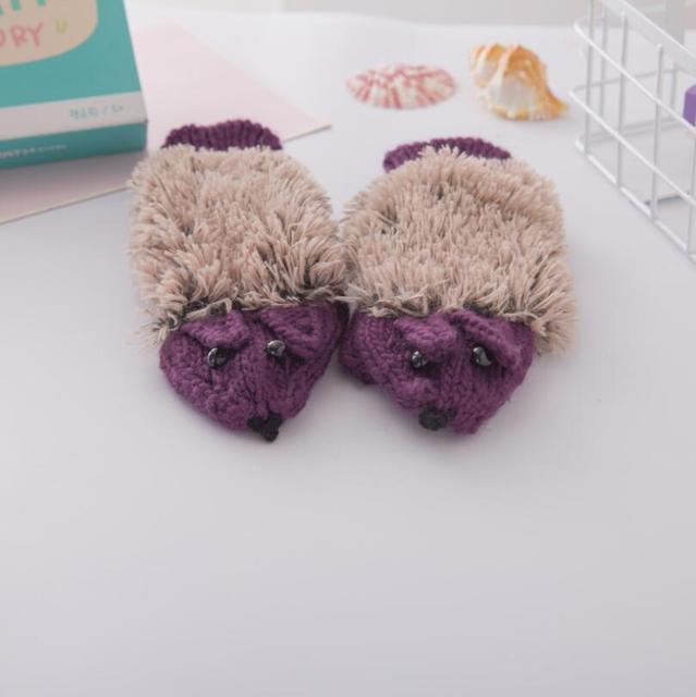 Handknitted Hedgehog mittens - Style's Bug Purple