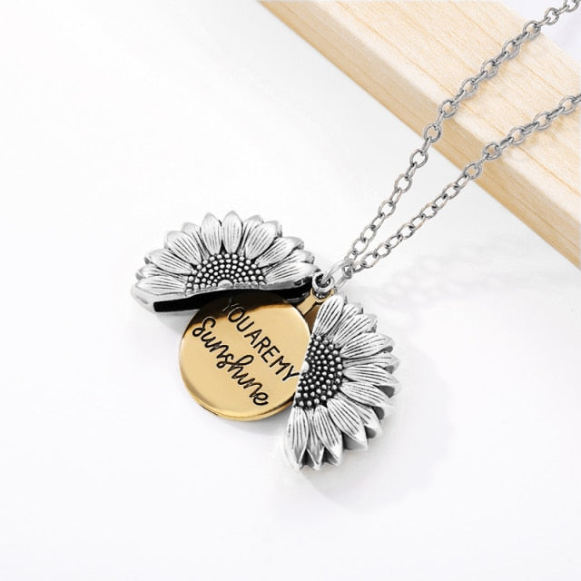 "You Are My Sunshine" locket necklace by Style's Bug (2pcs pack) - Style's Bug Silver