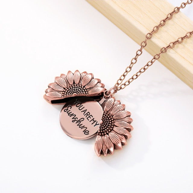 "You Are My Sunshine" locket necklace by Style's Bug (2pcs pack) - Style's Bug Rose gold