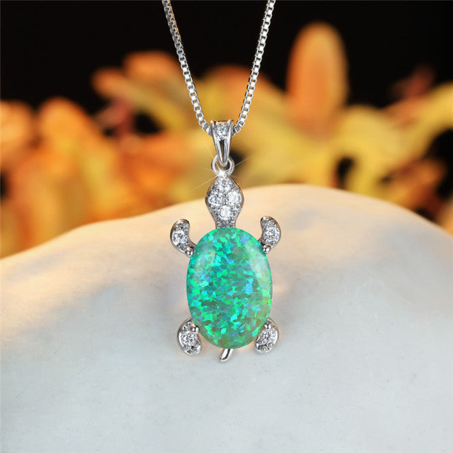 Sea Turtle Necklace by Style's Bug - Style's Bug Green Opal