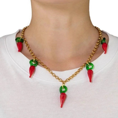 Chili necklaces by Style's Bug - Style's Bug Gold plated chain + Big Chilies