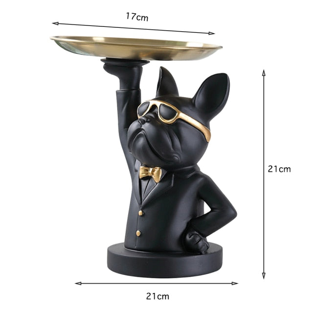 "Frenchie the waiter" Statue trays by Style's Bug - Style's Bug Upper part + Cigar - Black