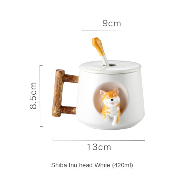 Shiba Inu mug by Style's Bug (Mug + Lid + Spoon) - Style's Bug White