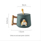 Shiba Inu mug by Style's Bug (Mug + Lid + Spoon) - Style's Bug Dark green + Shiba's Butt