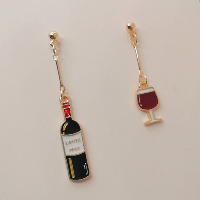 Wine earrings by Style's Bug (2 pairs pack) - Style's Bug Wine bottle + Wine glass