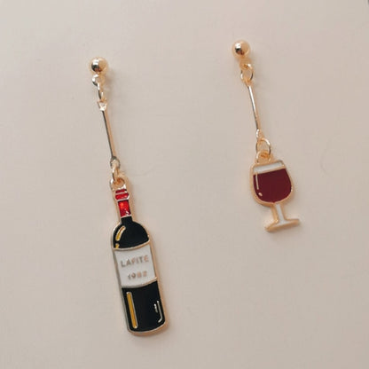 Wine earrings by Style's Bug (2 pairs pack) - Style's Bug Wine bottle + Wine glass