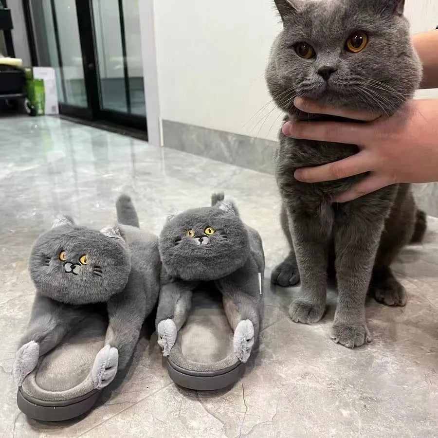 Grey deals cat slippers