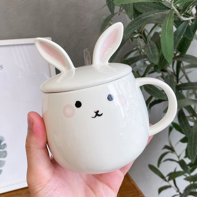Rabbit eared mug with Lid + Spoon - Style's Bug White
