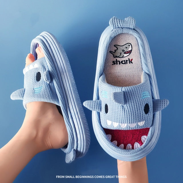 Thick sole Shark slippers by Style's Bug - Style's Bug Blue Shark / 44-45(foot 265mm)