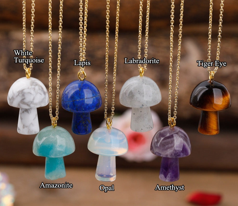 Healing Mushroom stone necklaces by Style's Bug - Style's Bug