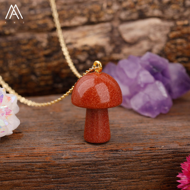 Healing Mushroom stone necklaces by Style's Bug - Style's Bug Red Goldstone