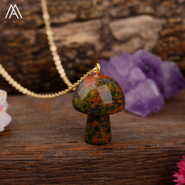 Healing Mushroom stone necklaces by Style's Bug - Style's Bug Unakite