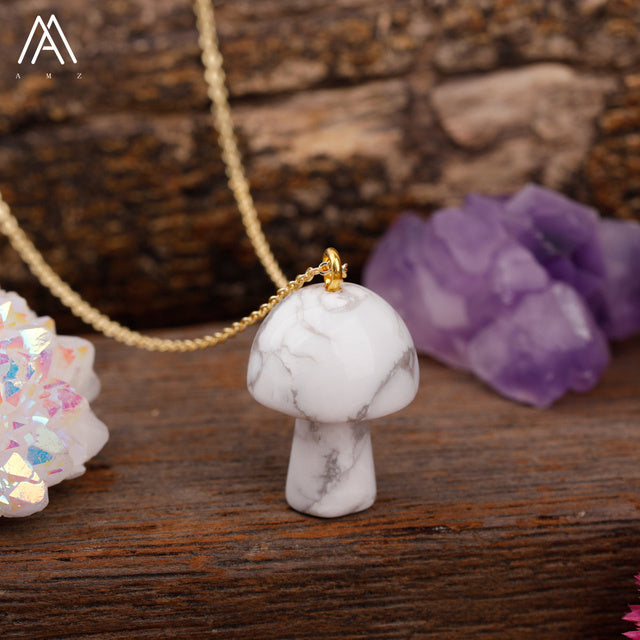 Healing Mushroom stone necklaces by Style's Bug - Style's Bug White Turquoise