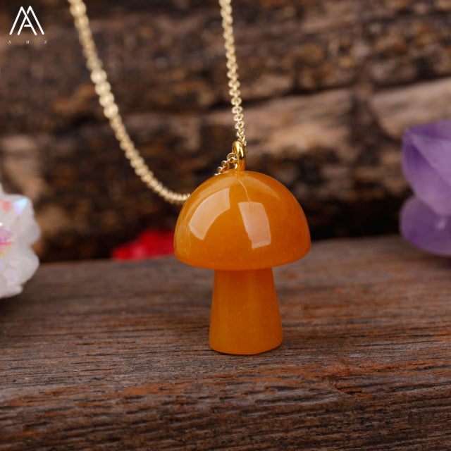 Healing Mushroom stone necklaces by Style's Bug - Style's Bug Orange Adventurine