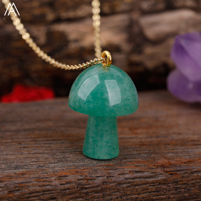 Healing Mushroom stone necklaces by Style's Bug - Style's Bug Green Adventurine