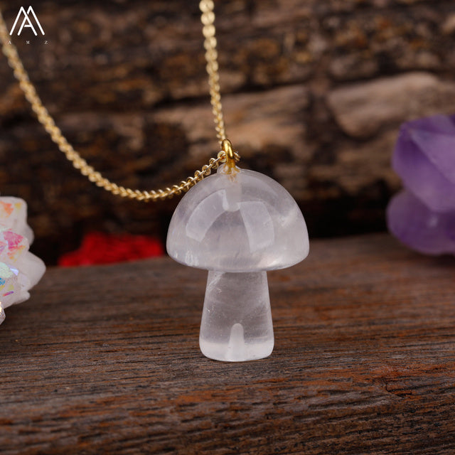 Healing Mushroom stone necklaces by Style's Bug - Style's Bug White Quartz