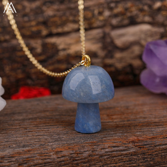 Healing Mushroom stone necklaces by Style's Bug - Style's Bug Blue Adventurine