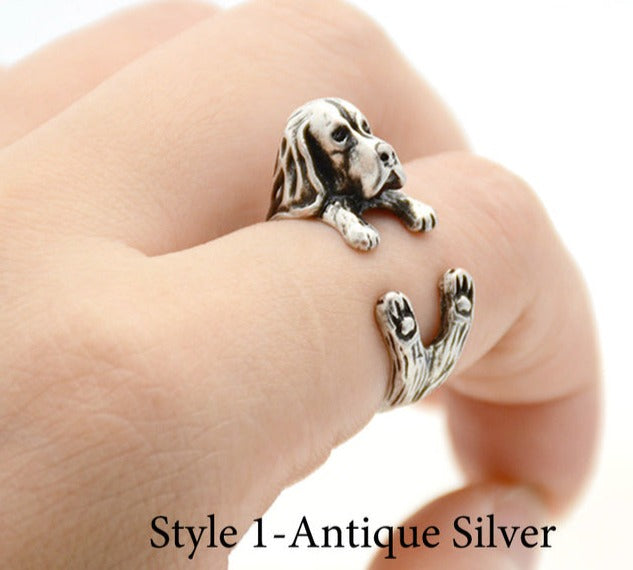 Realistic Basset Hound ring - Style's Bug Antique Silver