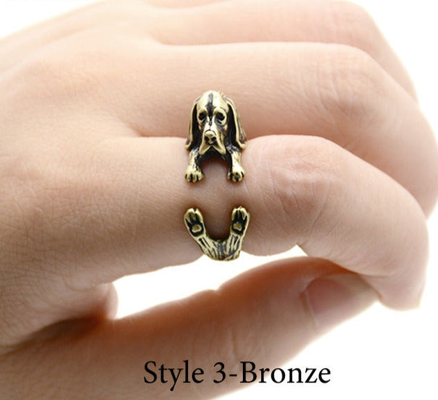 Realistic Basset Hound ring - Style's Bug Bronze