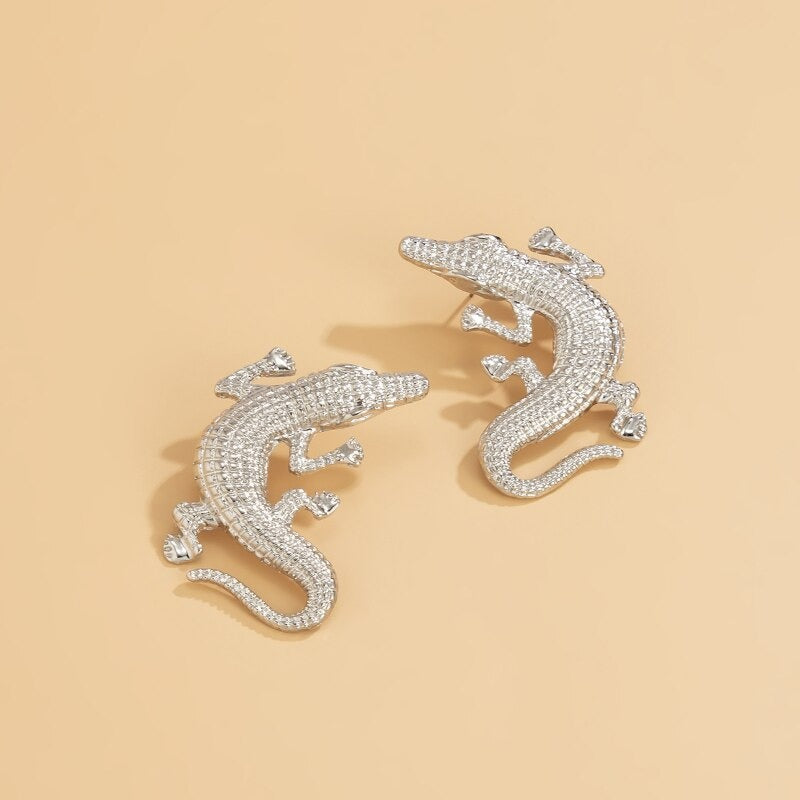 Realistic Crocodile earrings - Style's Bug Silver